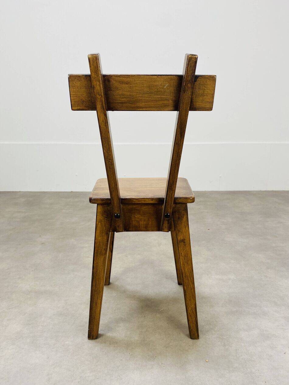 6 brutalist solid wood chairs, chalet decor, vintage