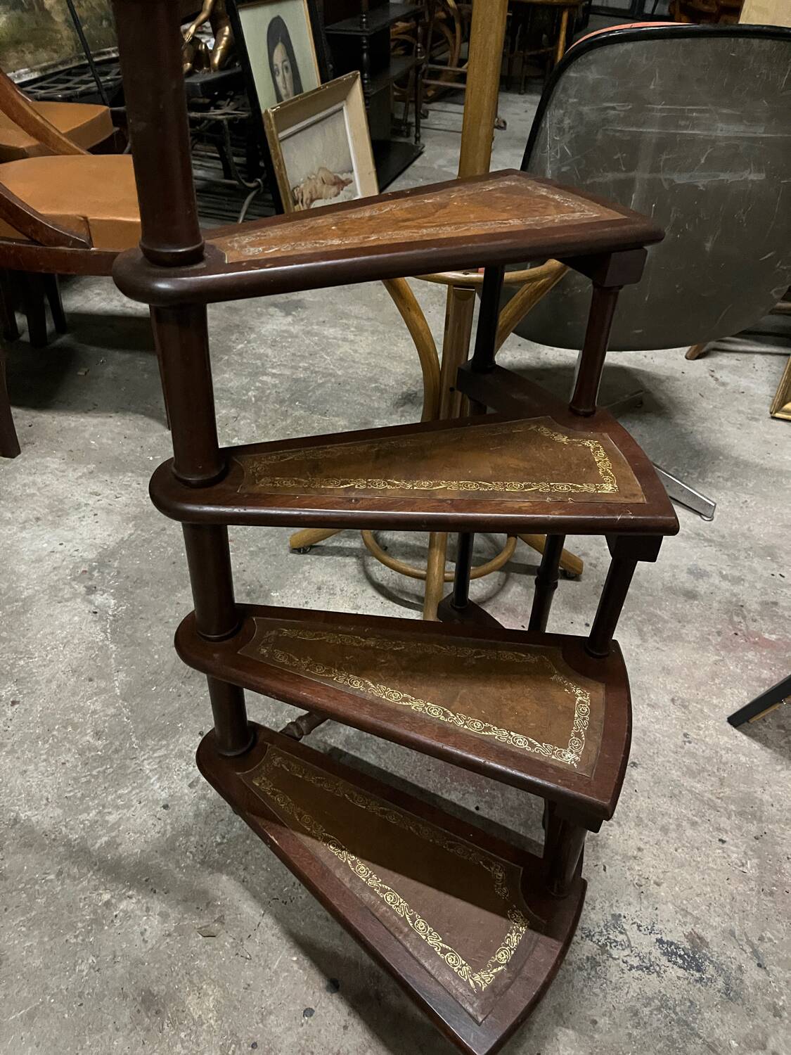 Victorian Leather Library Staircase, England