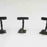Set of 3 small twisted wrought iron coat hooks
