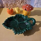 Salt shaker, pepper shaker, mustard slushie Vallauris vegetable and mushroom service