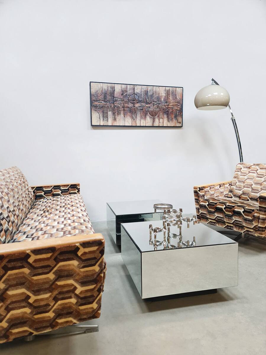 Vintage sofa &amp; lounge chair 'Geometric graphic dessin'