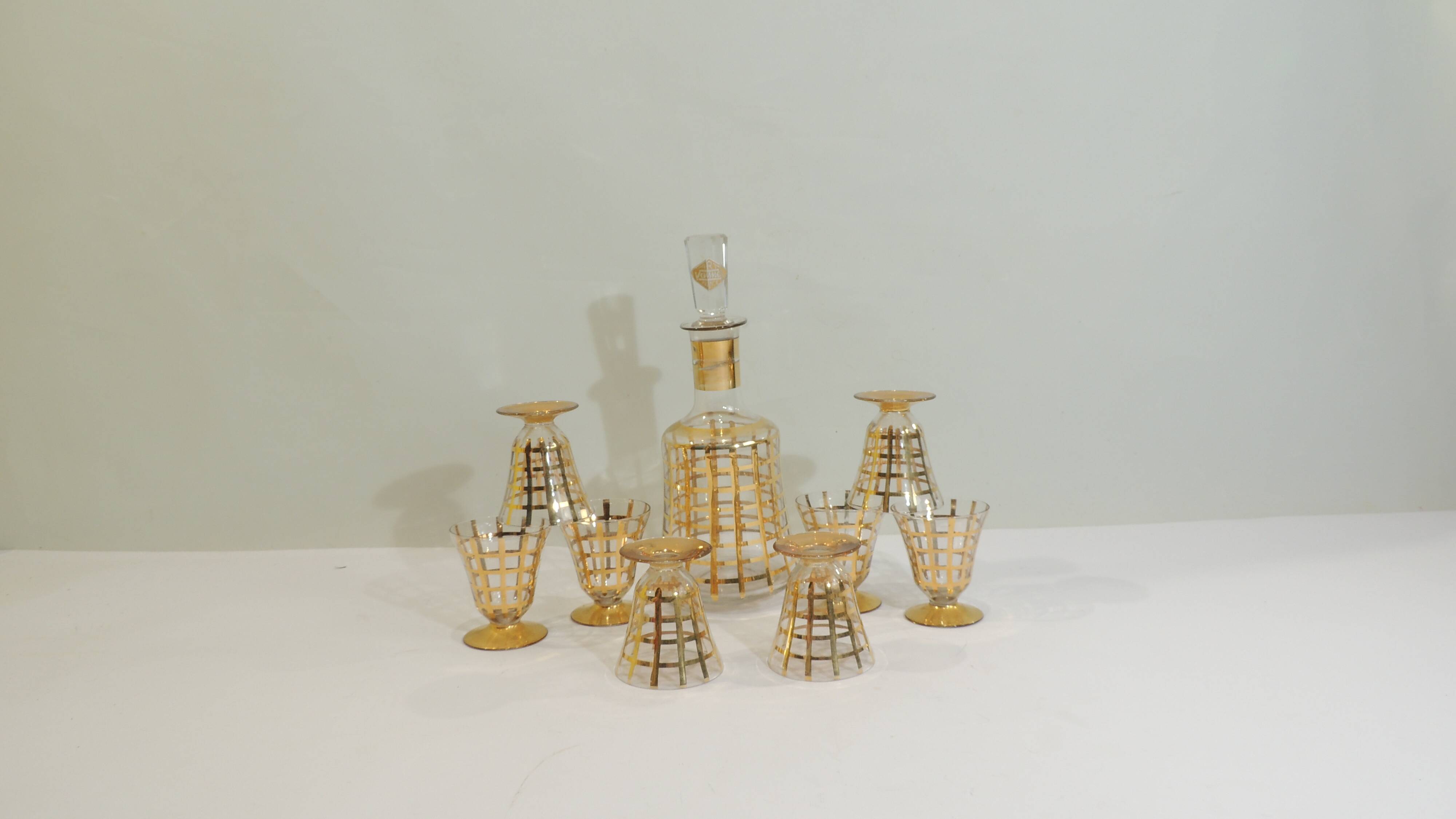 Vintage Vannes le Chatel crystal carafe and glasses