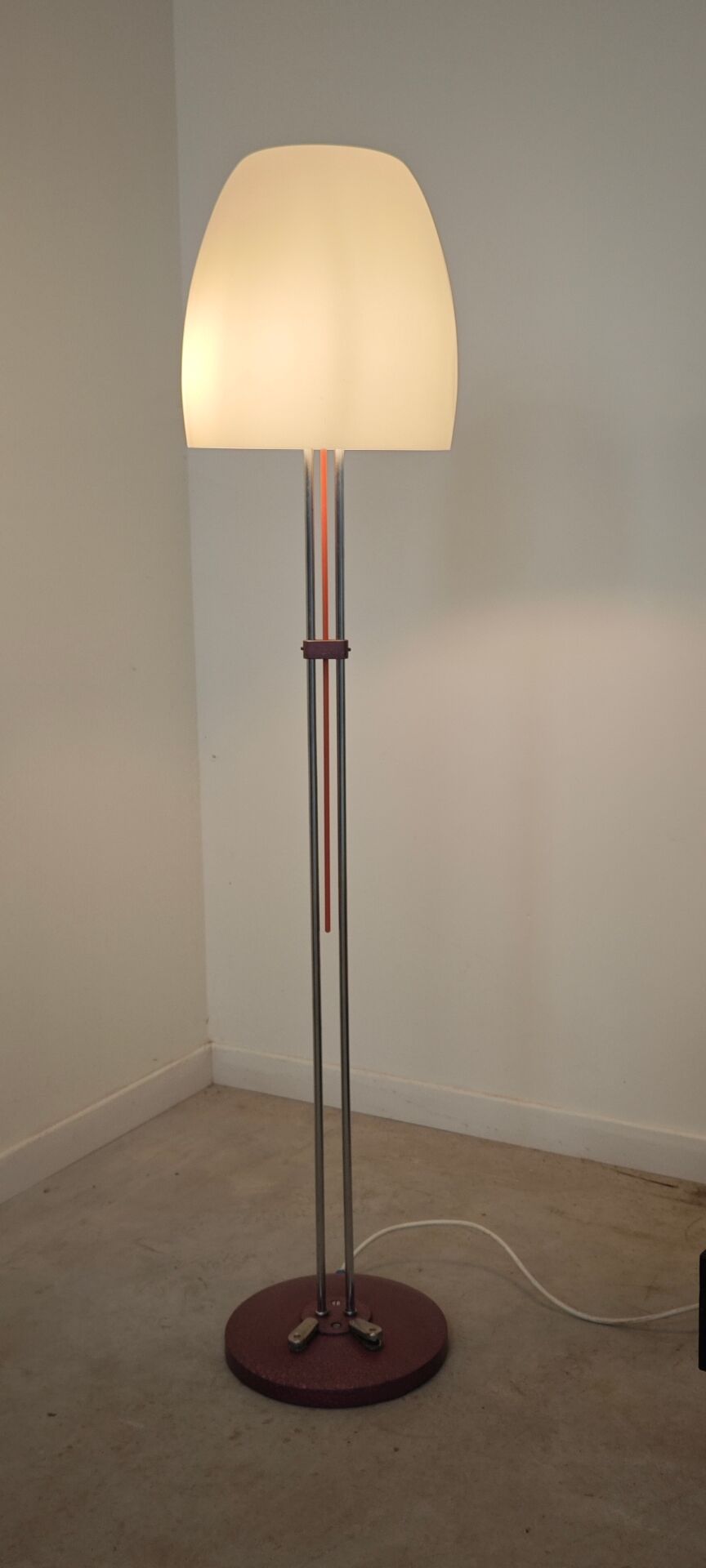 Chrome metal floor lamp opaline triplex Lidokov ex Czechoslovakia