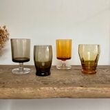 8 small, mismatched vintage glasses