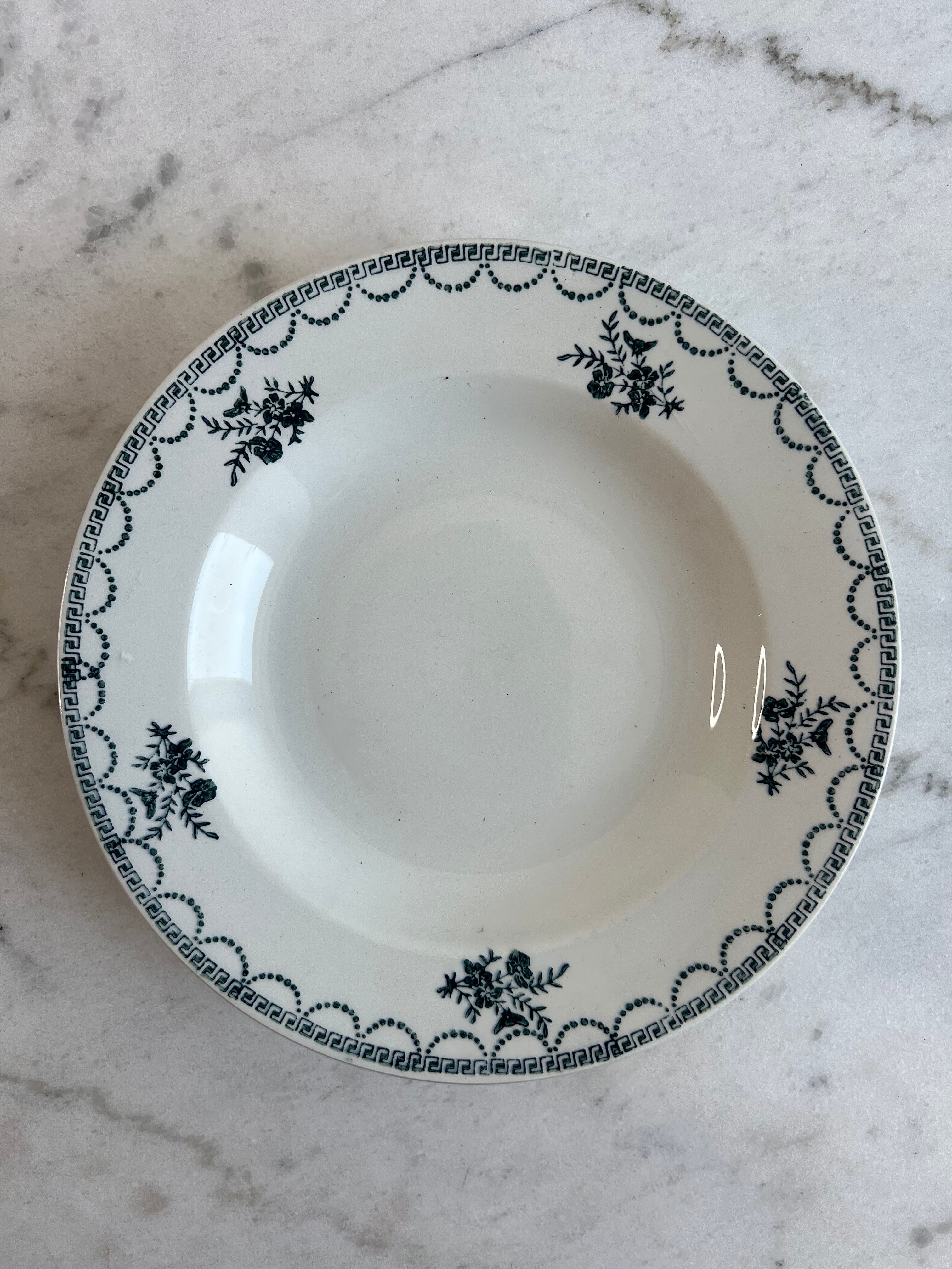 Set of 6 antique deep plates — Céranord pottery, model