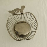 Small basket / tidy - silver metal - apple