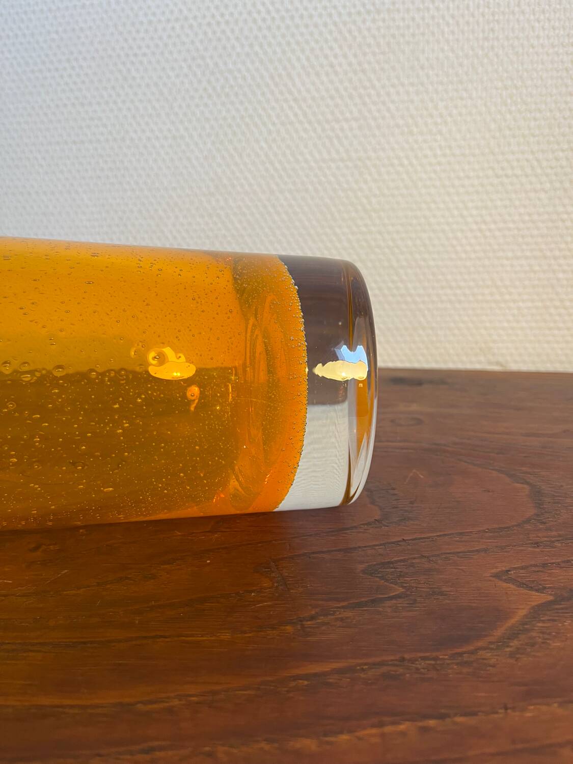 Vase année 80 verre bullé