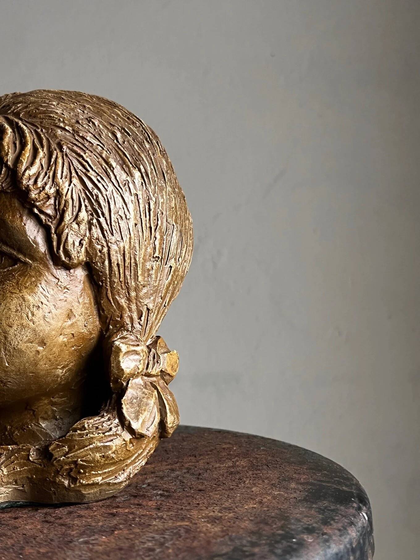 Stoneware head of a girl sculpture | Netherlands | 1970s