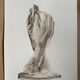 Painting signed watercolor monochrome sepia study statue “Rodin’s Cathedral”