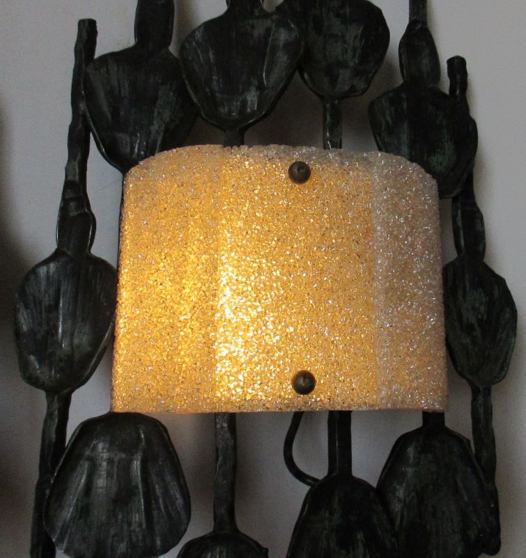 Pair of brutalist sconces, wrought iron by T. Ahlstrom