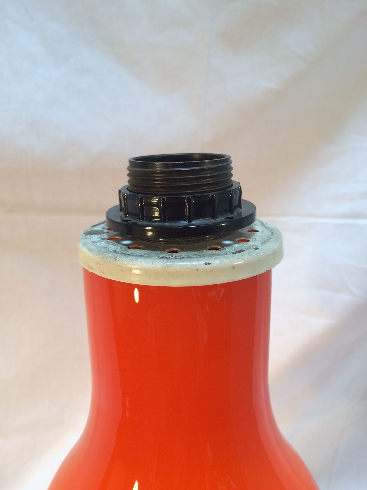 Vintage lamp foot in opaline orange double fires-years 70