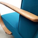 1930 Jindrich Halabala Bentwood Armchair in Teal Velvet