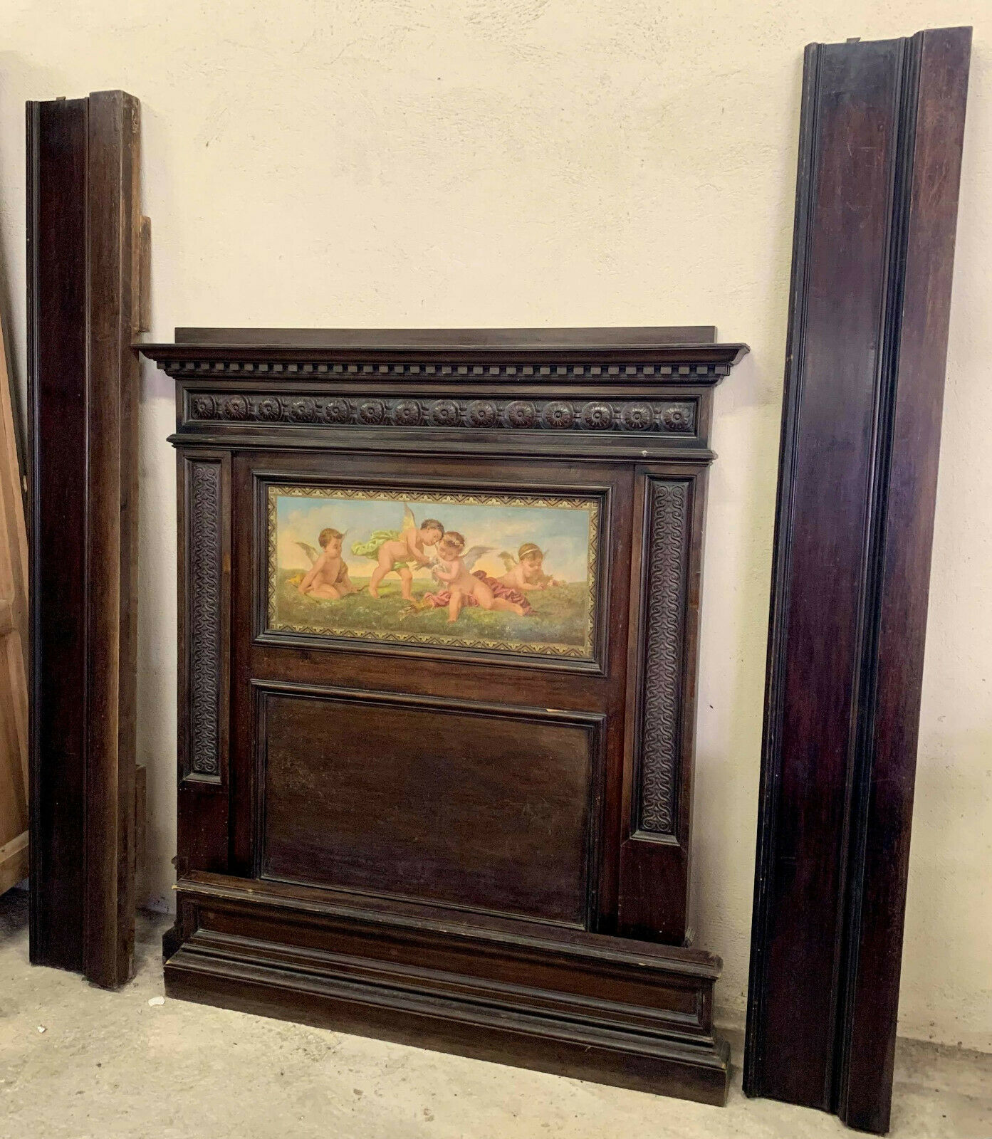 Romantic period center bed stamped walnut with brown patina circa 1860