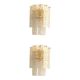 Pair of Contemporary Hammered Strips ”Listelli” Murano Glass Gold Wall Sconces by Simoeng