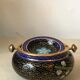 Ashtray burns incense in bronze enamelled floral decoration forget-me-not tones blue and black