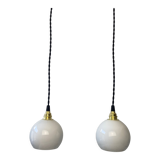 Pair of old opaline pendant lamps 10 cm vintage