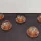 5 Rosaline Arcoroc twisted pink glass cups and saucers