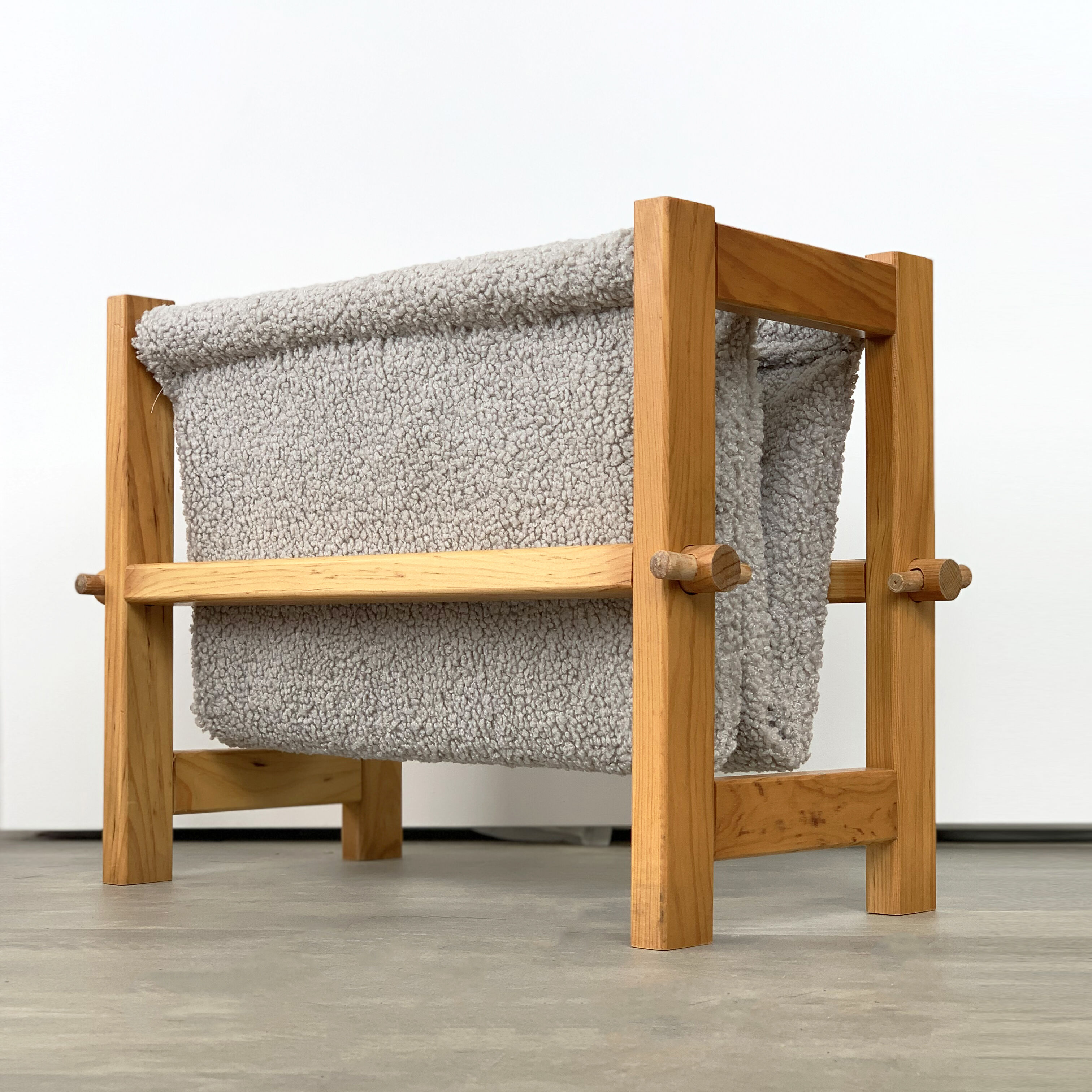 Magazine holders in wood and fabric buckles, 1970