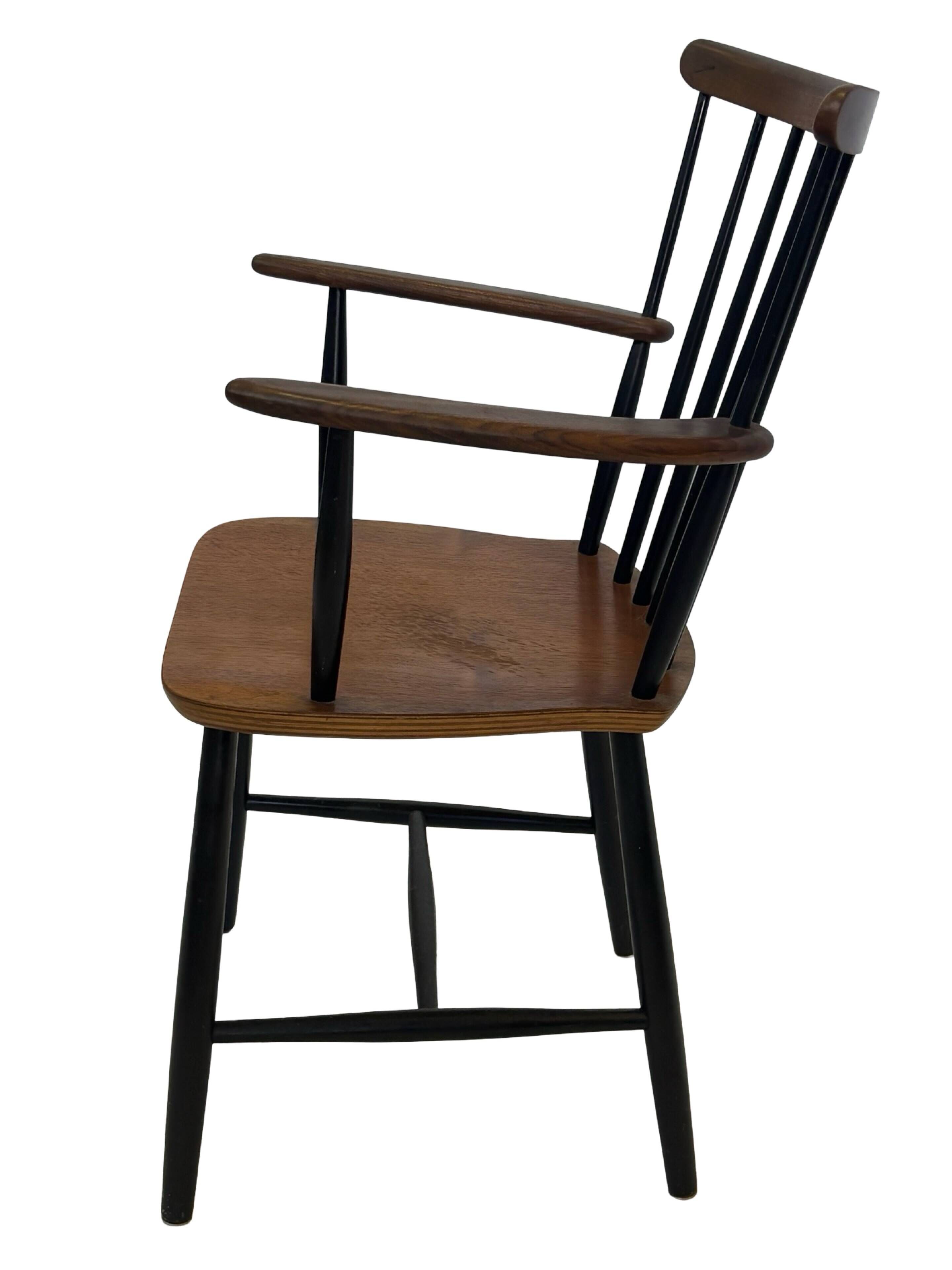 Vintage Danish spindle chair from the 1960s, Tapiovaara style armrests