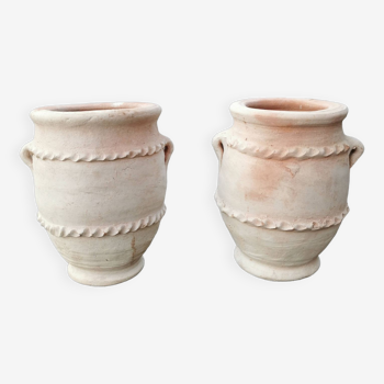 Set of two terracotta jars