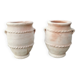 Set of two terracotta jars
