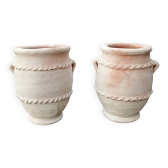 Set of two terracotta jars