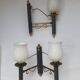 Paire d'appliques murales flambeau noir style Empire maison Lunel années 50