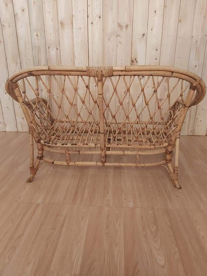 Vintage rattan bench