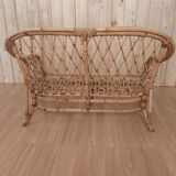 Vintage rattan bench