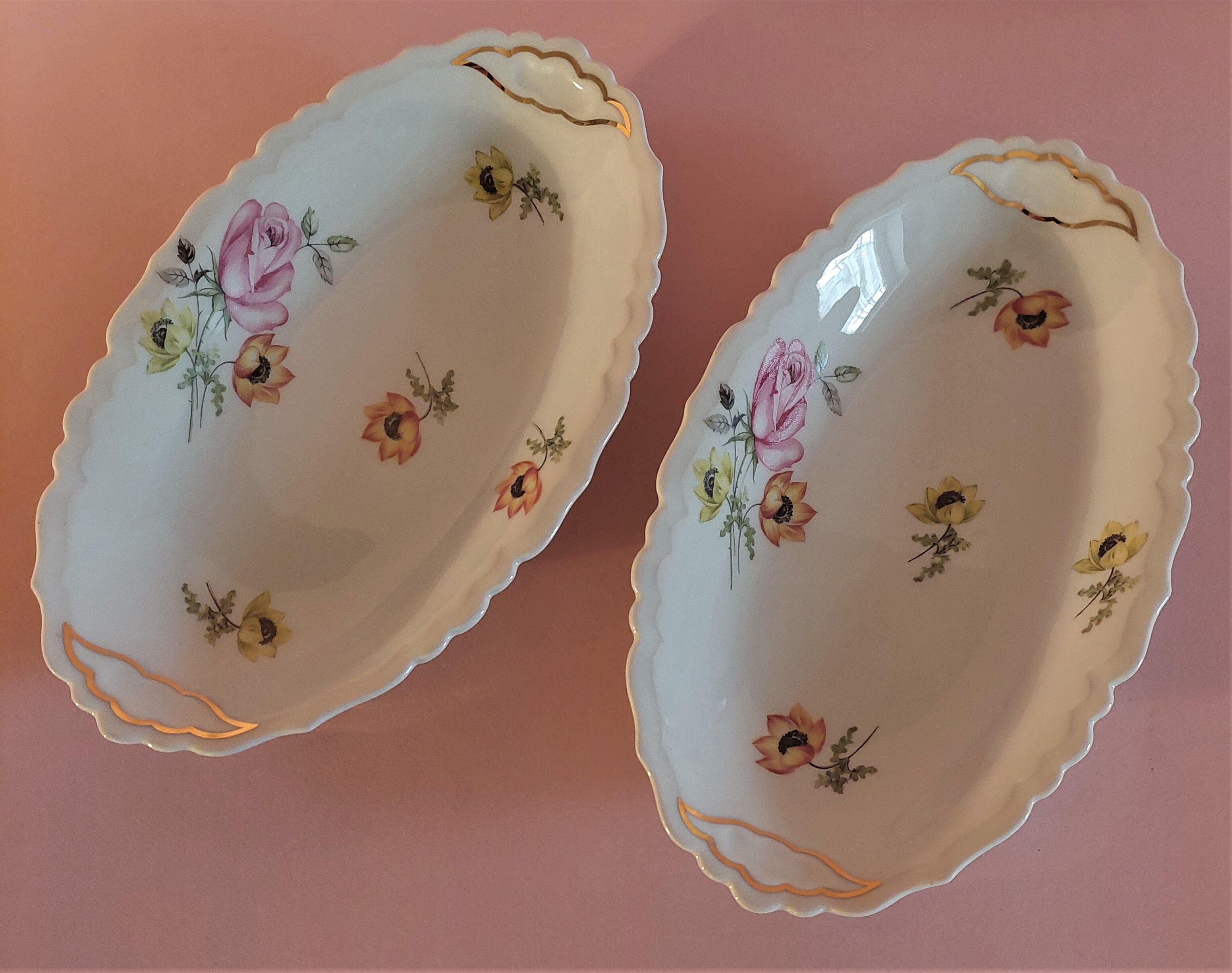 Dishes raviers lot of two porcelain of Limoges Charbernaud and Larcher