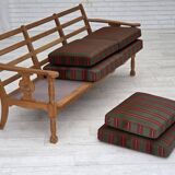 1970s, Danish 3-seater sofa, green furniture wool, oak wood.