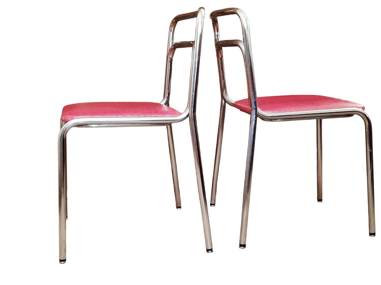 2 chaises en cuir, années 60-70