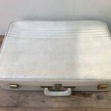 Old white leather case with vintage 70s leather handle