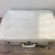 Old white leather case with vintage 70s leather handle