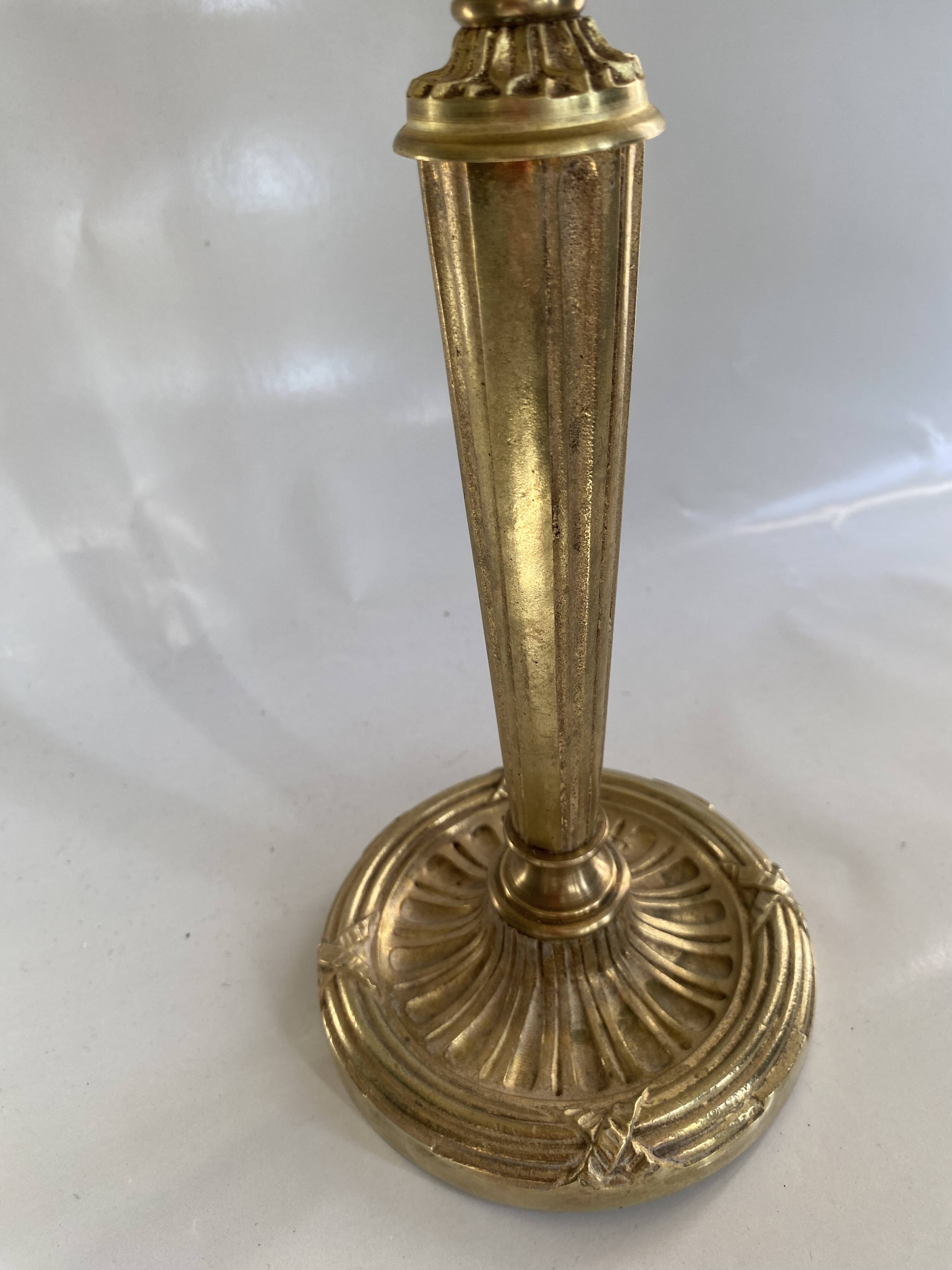 Lampe laiton, câble tissu 2M , abat-jour coton