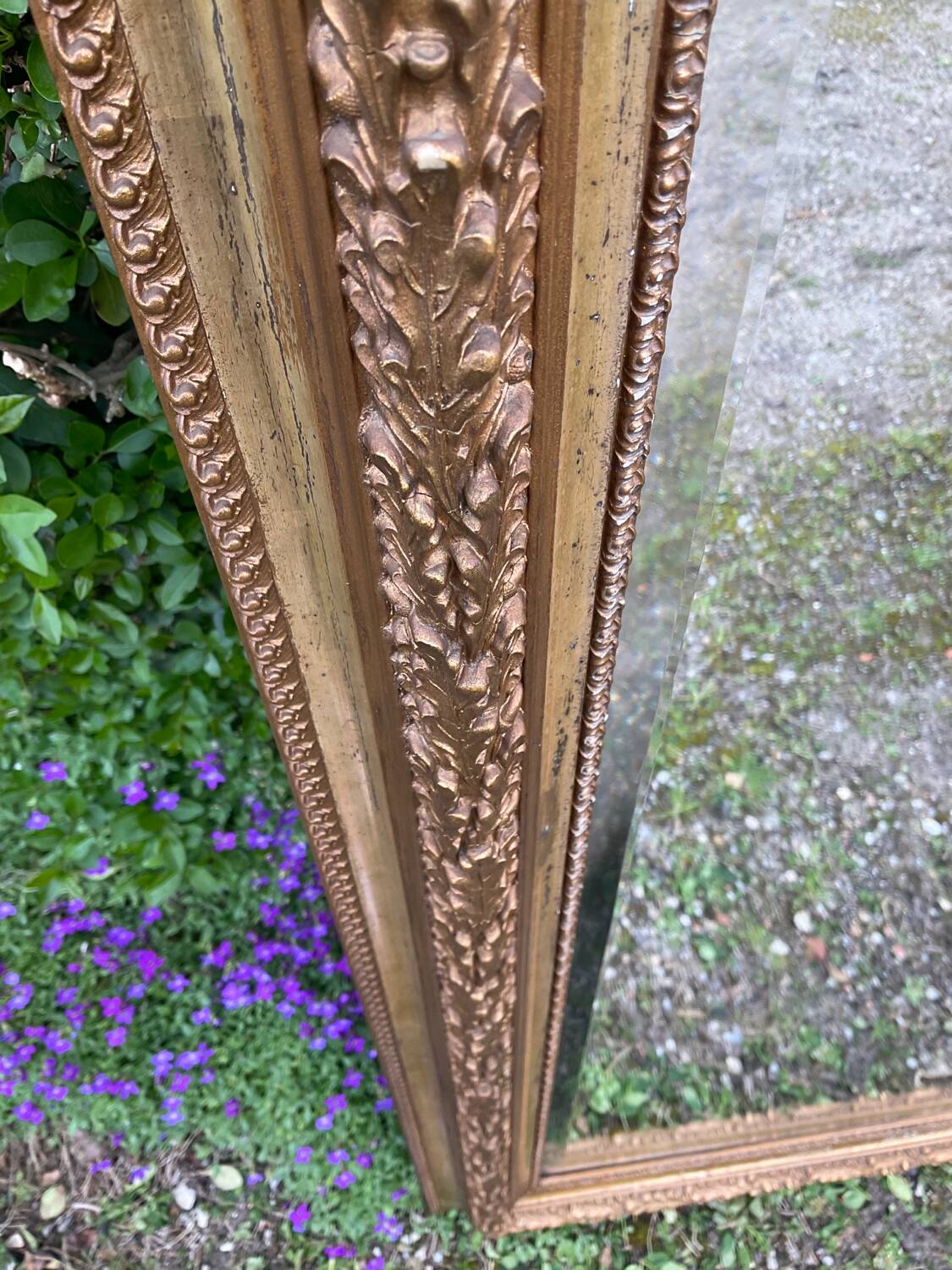 Old plastered and gilded wooden mirror 138x84