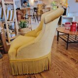 Fauteuil crapaud velours jaune d'or