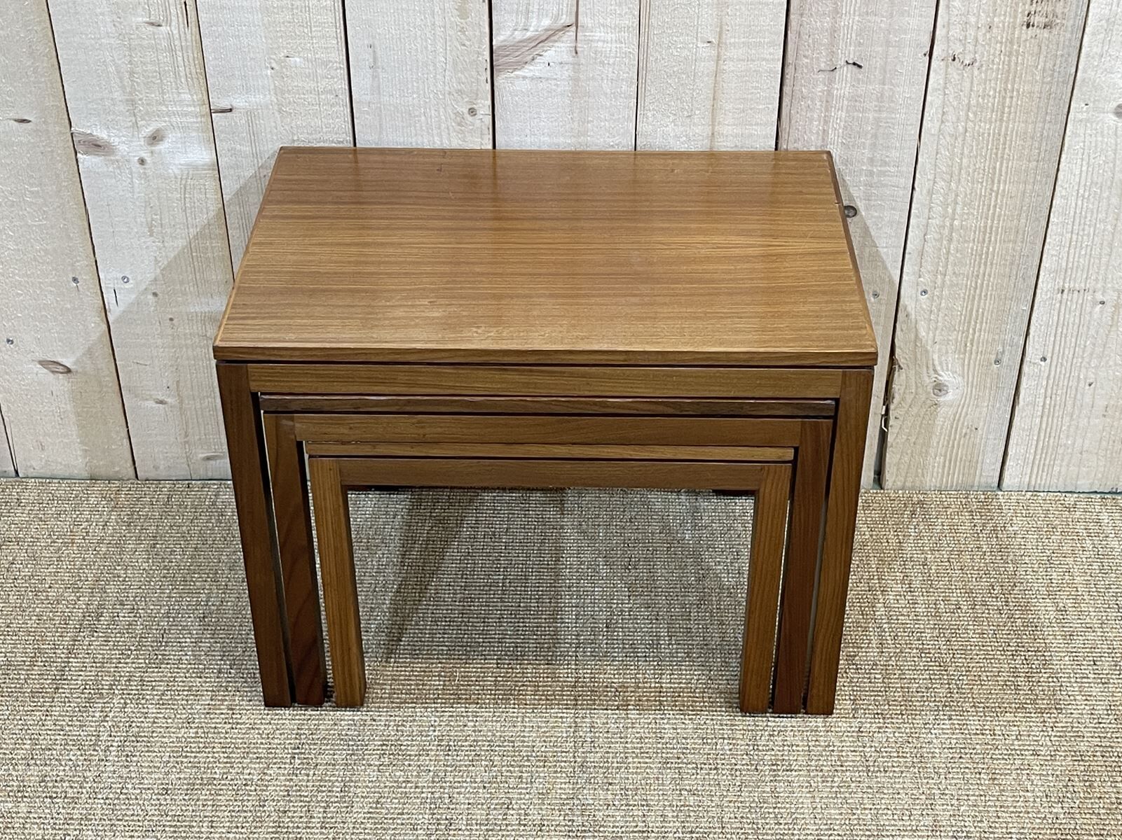 Suite of 3 teak pull-out tables from the 70s