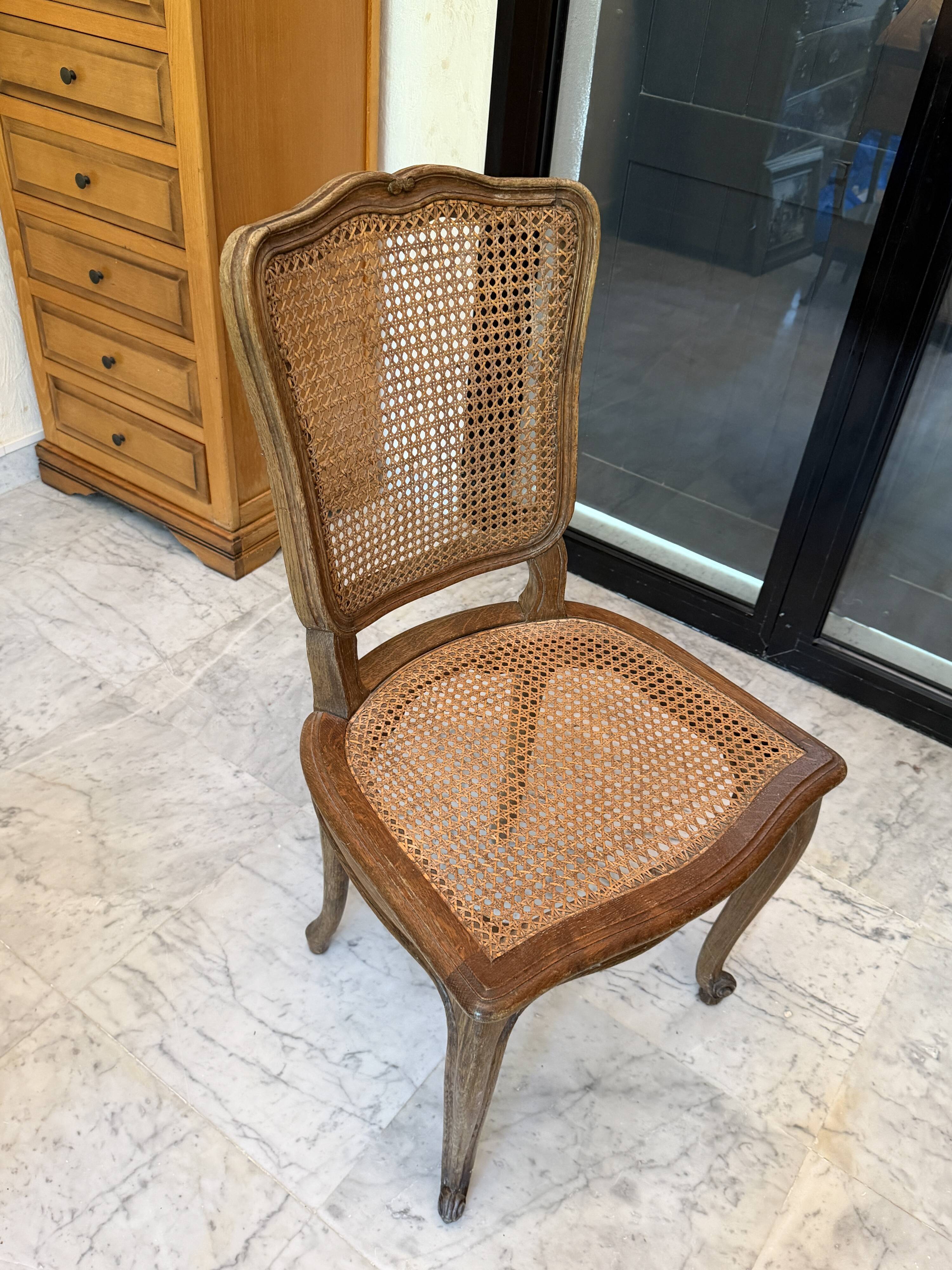 Antique caned wooden chair – Louis XV / Louis Philippe style
