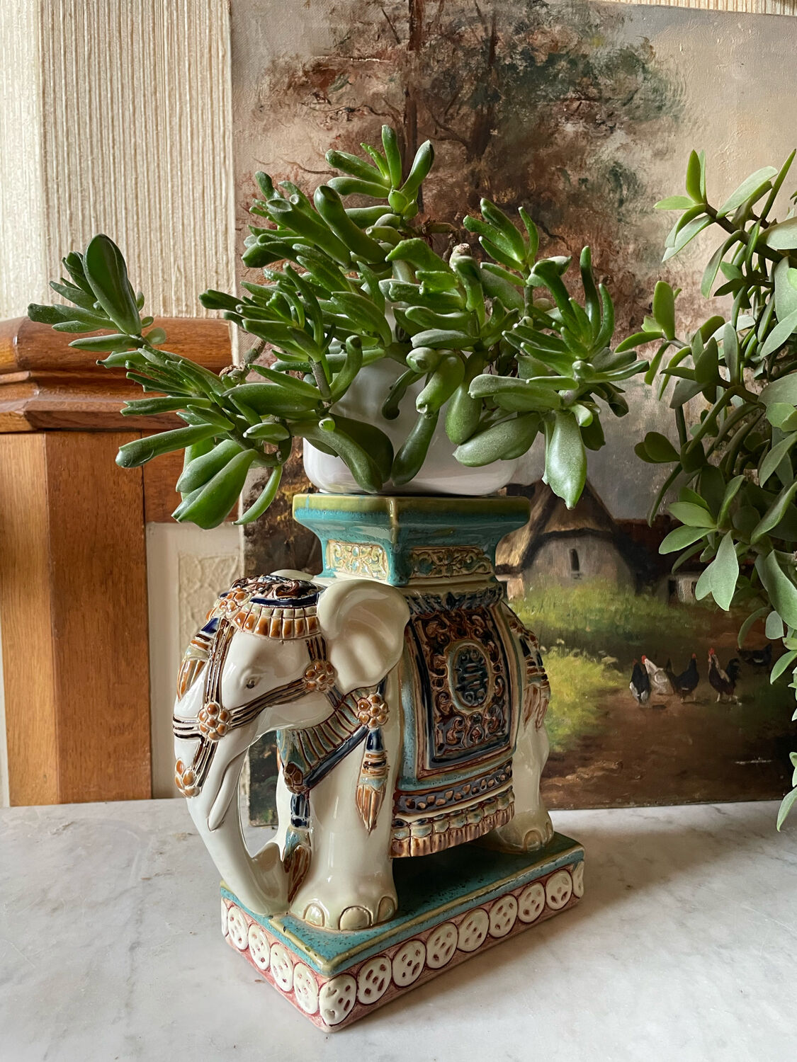 Ceramic elephants plant holder
