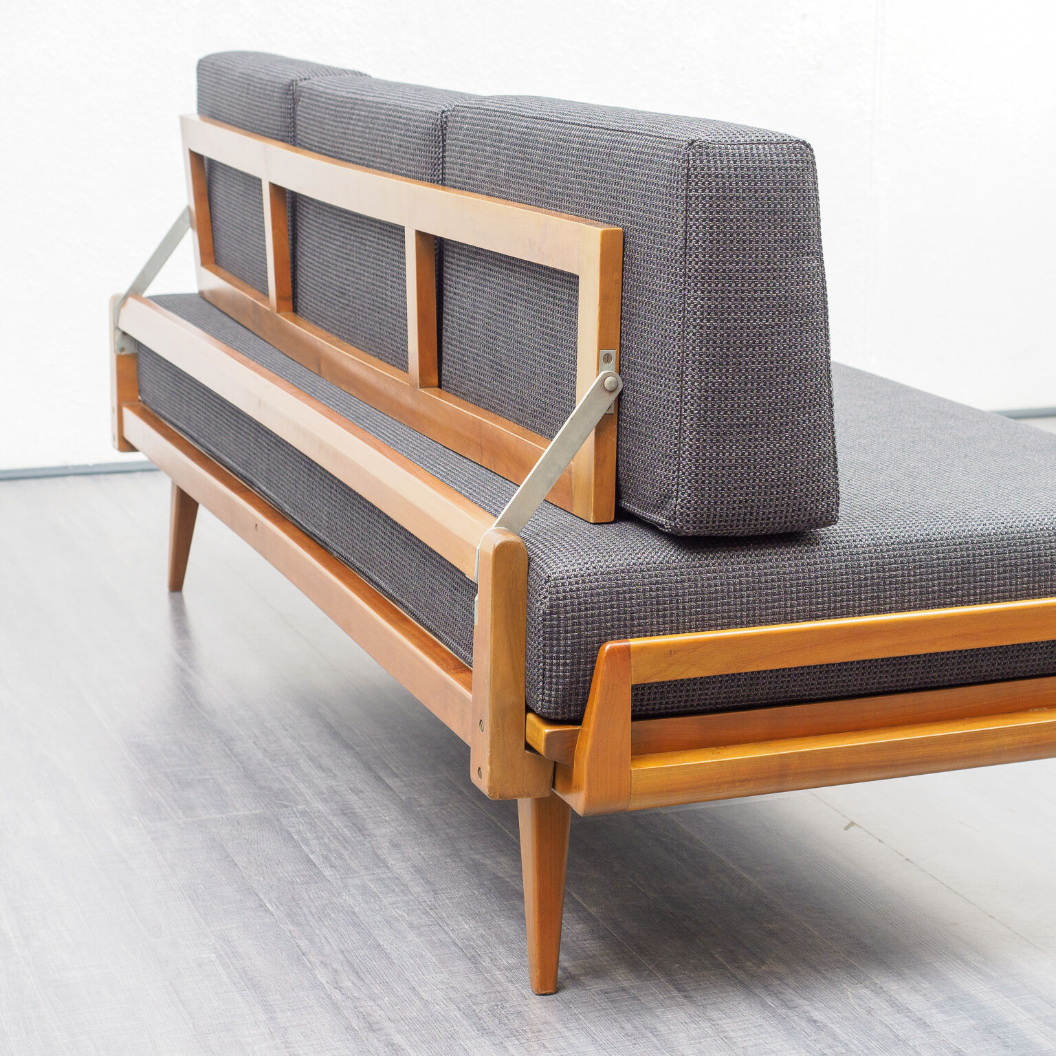 Daybed couch, 50s, walnut, redone