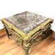 Large Square Louis XV Style Table in Carved Gilded Beech and Brown Marble