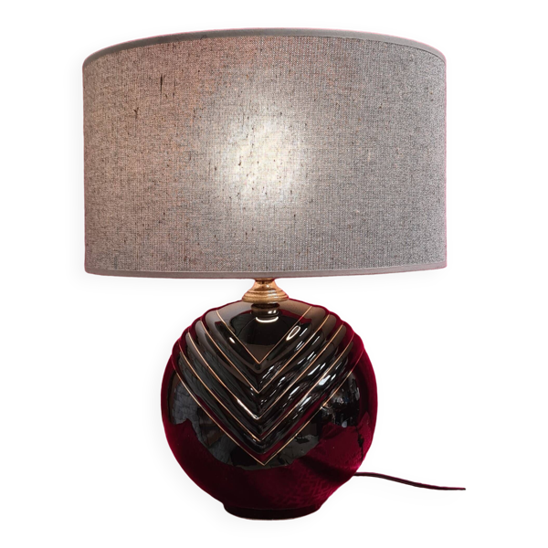 Lampe 70s boule ceram avec liseret h42x35 elec ok verifier — Beyit