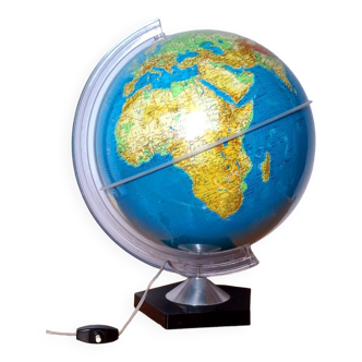 Luminous Plexiglas terrestrial globe 1971