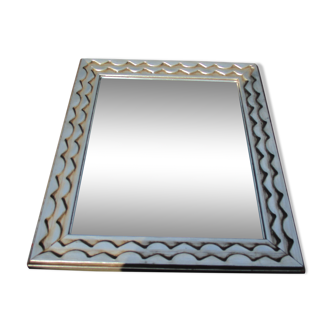 Mirror framing silver carved wood