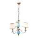 Turquoise opaline and vintage metal chandelier - 3 arms