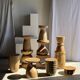 Stool, side table, end table in solid suar wood spheres H50 D39