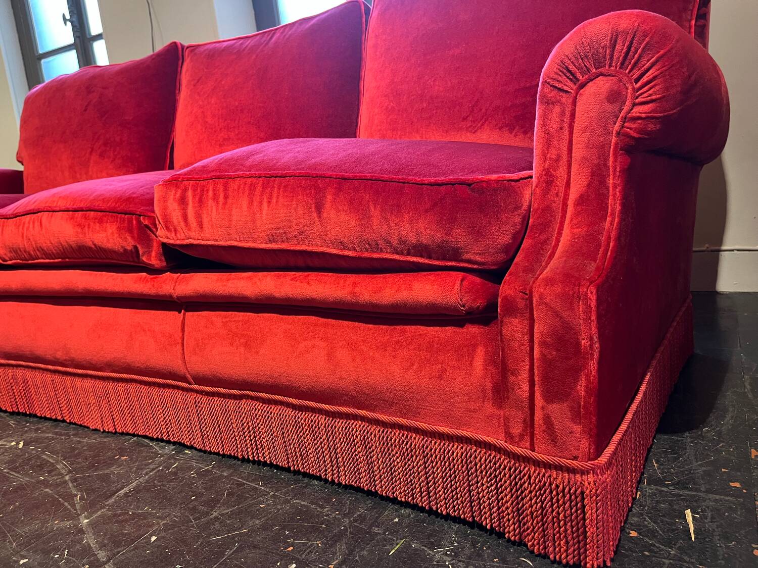 1970s velvet sofa