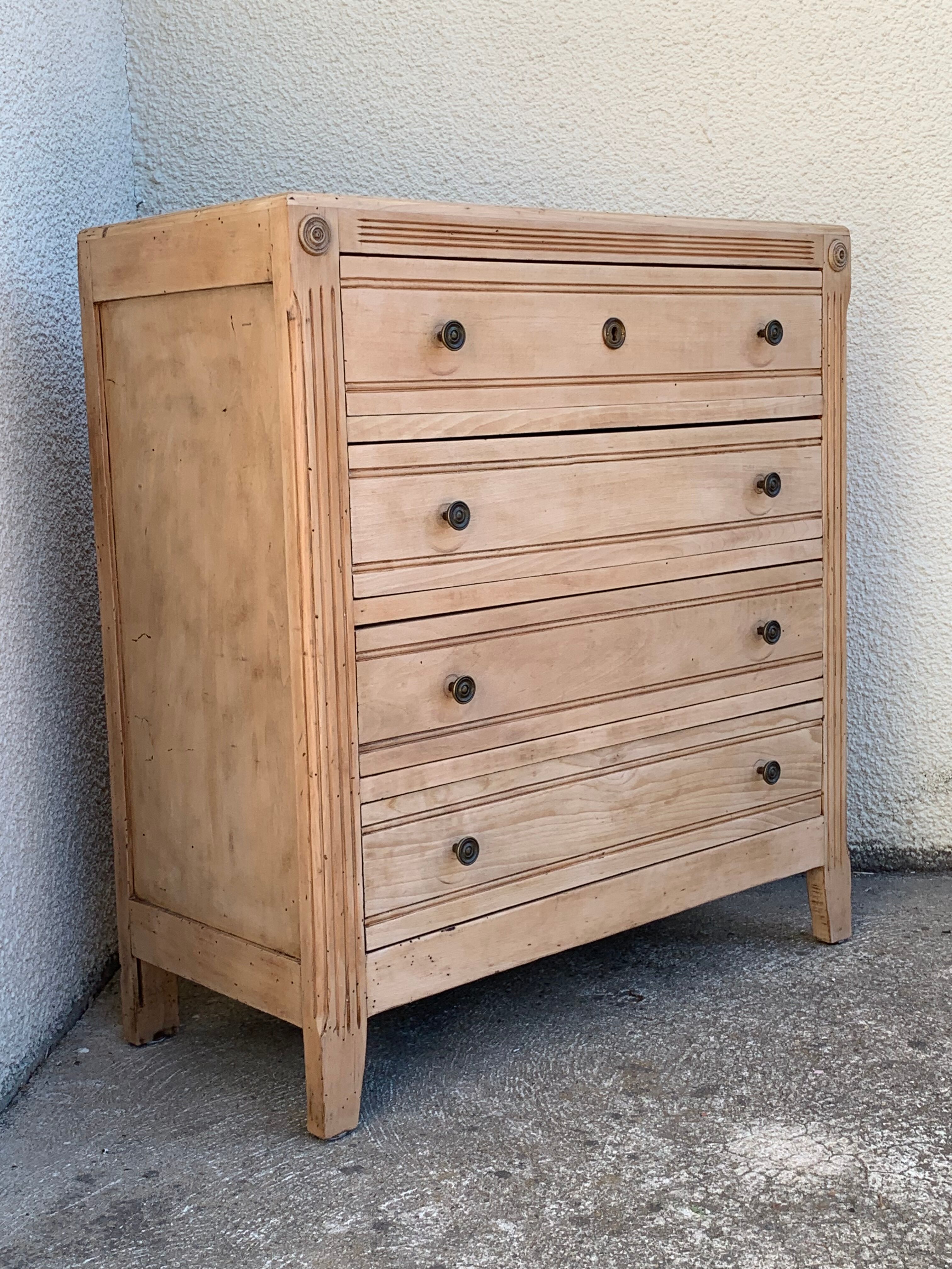 Parisian art deco chest of drawers raw wood