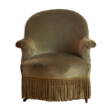 Vintage toad chair in green velvet